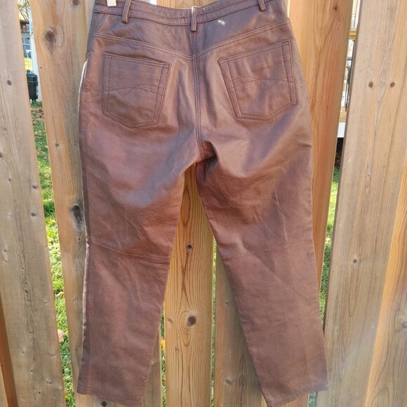 DANIER Brown Leather Pants Women's Size 4 Chocolate Brown - Picture 2 of 12